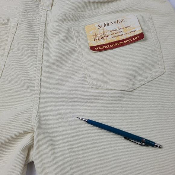 NWT St John's Bay Off-white Secretly Slender Bootcut Corduroy Jeans size 14 - Picture 15 of 16